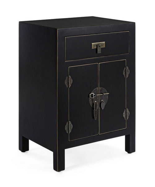 Nachttisch mit 1 schublade und 2 türen Pechino Tall Schwarz