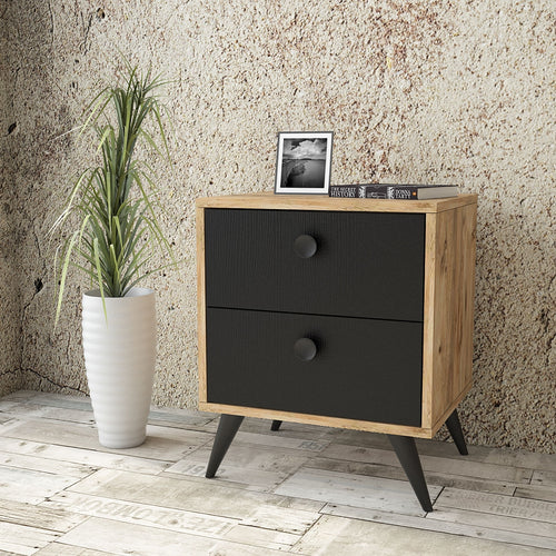 Nachttisch mit 2 schubladen, Vilamo VL67-232 Schwarz