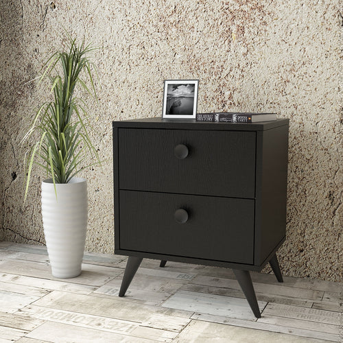 Nachttisch mit 2 schubladen, Vilamo VL67-332 Schwarz
