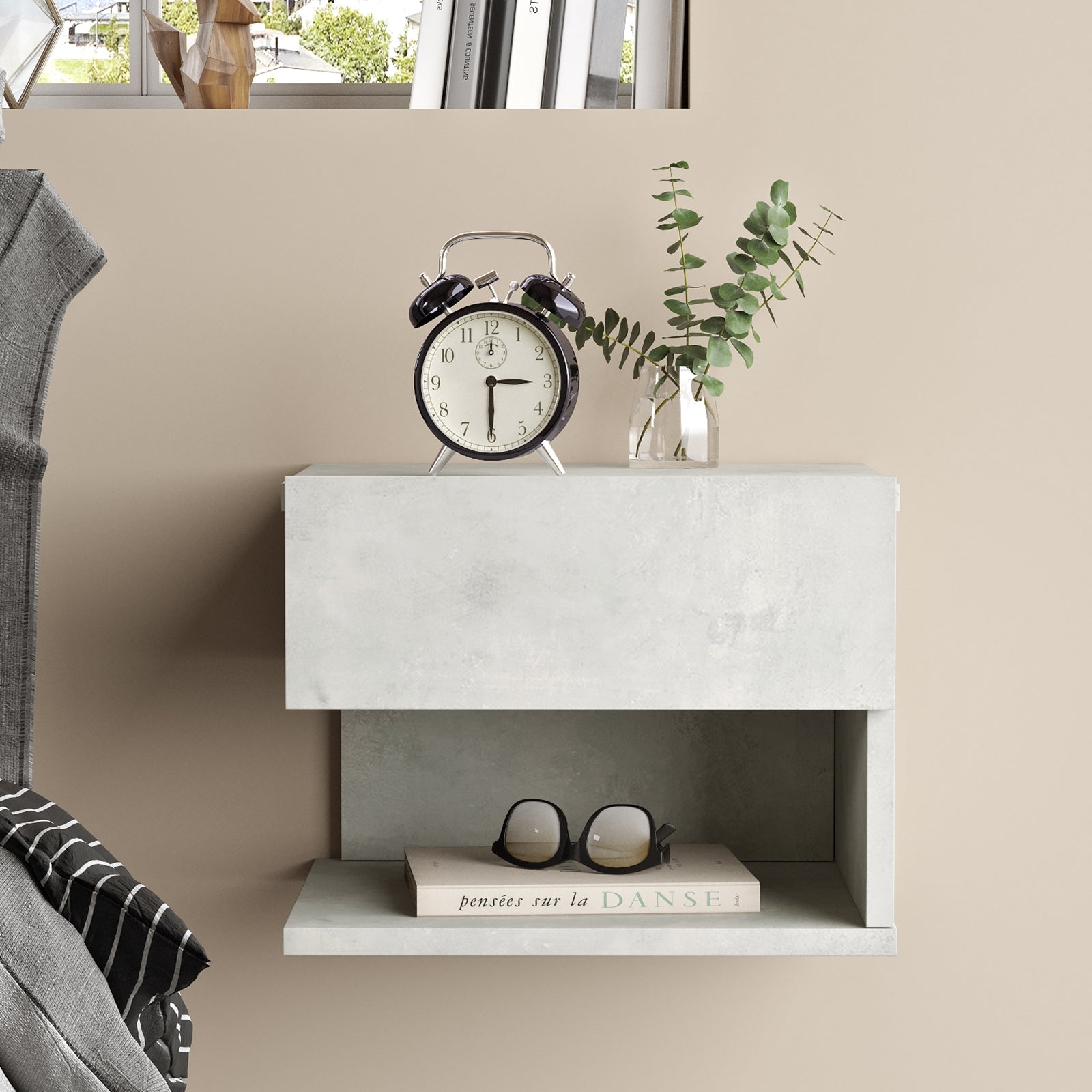 Nachttisch mit 1 schublade, Luvio LV27-RT Grau (3)