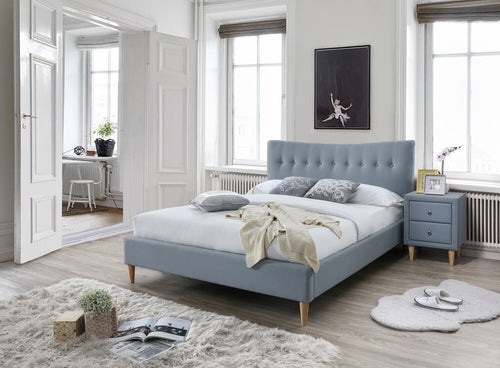 Nachttisch mit Stoff und 2 schubladen, Ashley Blau (1)