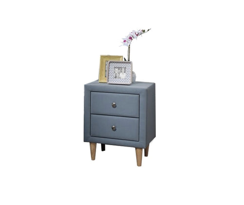 Nachttisch mit Stoff und 2 schubladen, Ashley Blau