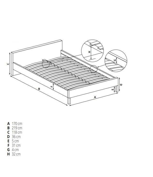Polsterbett mit 1 schublade, aus Stoff Avantor Grau (2)
