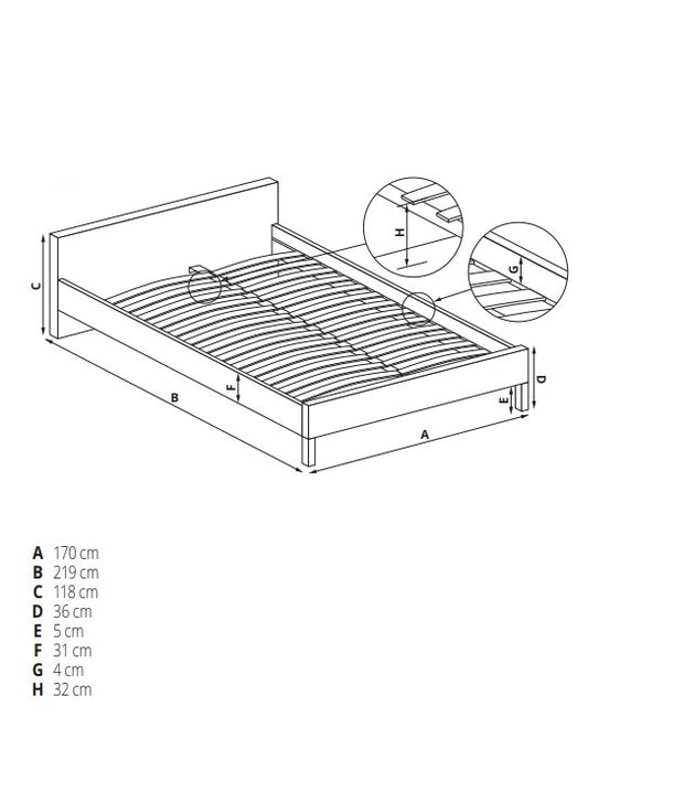 Polsterbett mit 1 schublade, aus Stoff Avantor Grau (2)