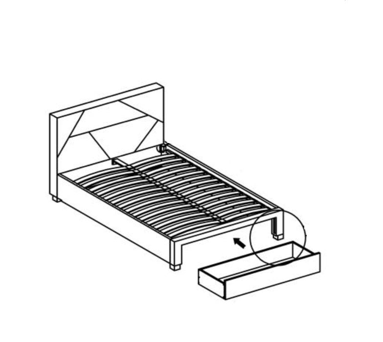 Polsterbett mit 1 schublade, aus Stoff Velaryon Grau (3)