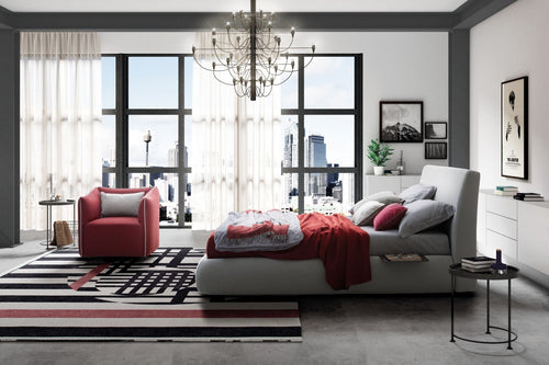 Polsterbett mit Stauraum, aus Stoff Brak Grau, 180 x 200 cm (1)