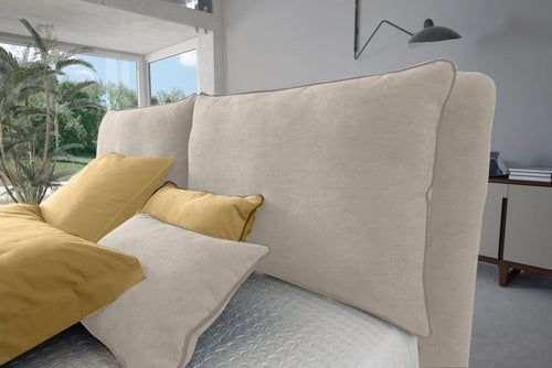 Polsterbett mit Stauraum, aus Stoff Fris Creme, 160 x 200 cm (1)