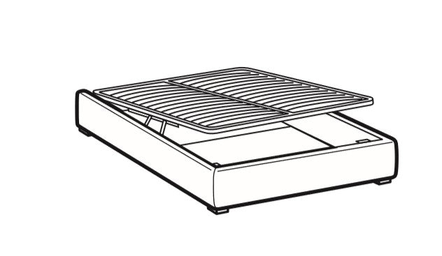 Polsterbett mit Stauraum, aus Stoff Winds Grau (2)