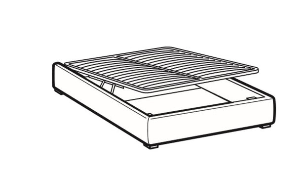 Polsterbett mit Stauraum, aus Stoff Winds Grau (2)