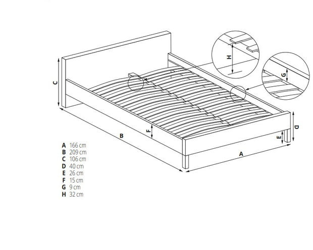 Bett mit Stoff Orlindo Grau (2)