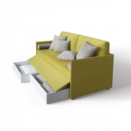 Tagesbett mit 2 schubladen, aus Stoff Lantanis Gelb (1) & LCMFIT-PAT-LANTANA-DRAWERS