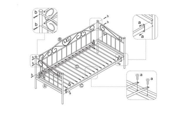 Tagesbett Metall Brinda Schwarz (3)