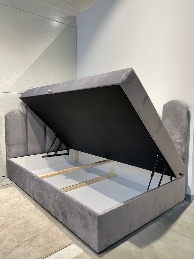 Tagesbetten mit Stauraum, aus Stoff, Bumps Right Grau (2)