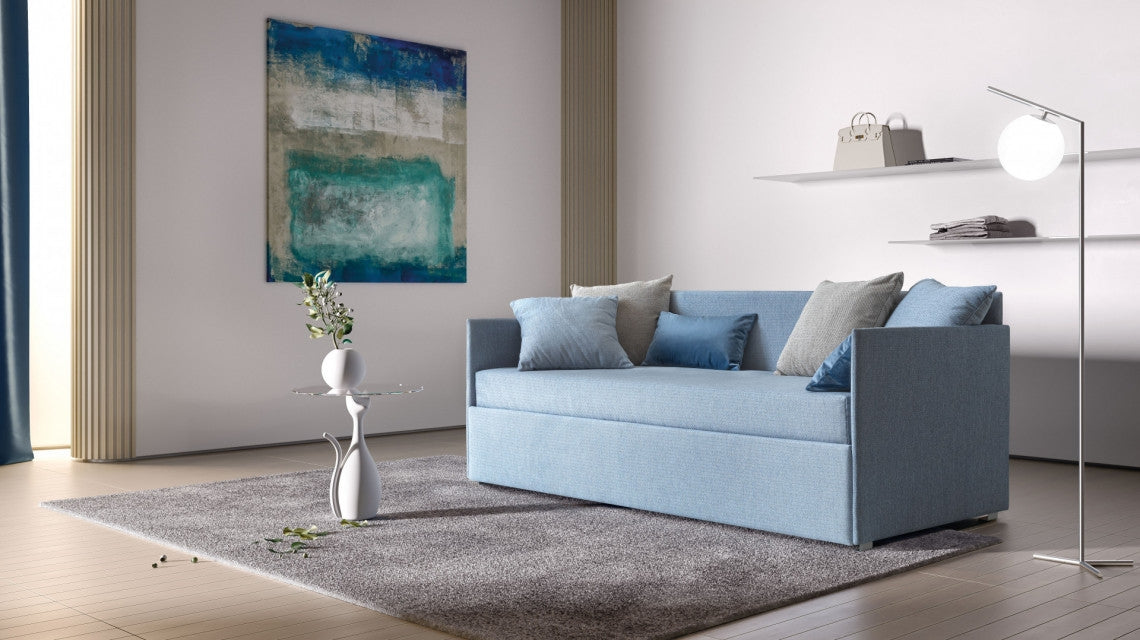 Tagesbett ausziehbar aus Stoff Camomil Blau