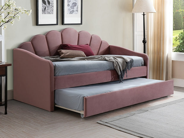 Tagesbett ausziehbar mit Samtstoff Beatrix Rosa & SMP-PAT-DIVAN-SERTAR-BELLA-PINK