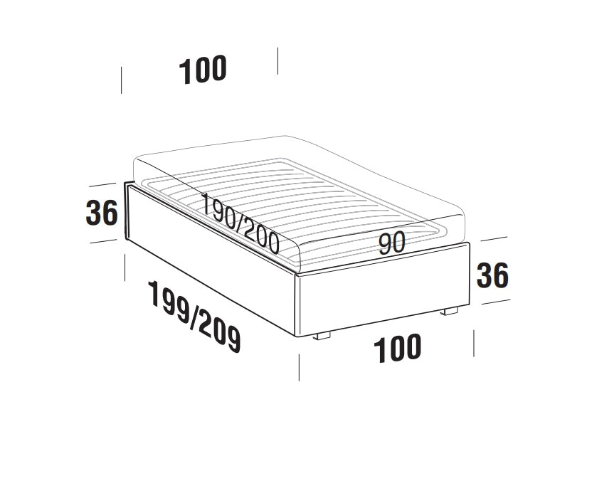 Tagesbett ausziehbar, aus Stoff Pervin Orange (9)