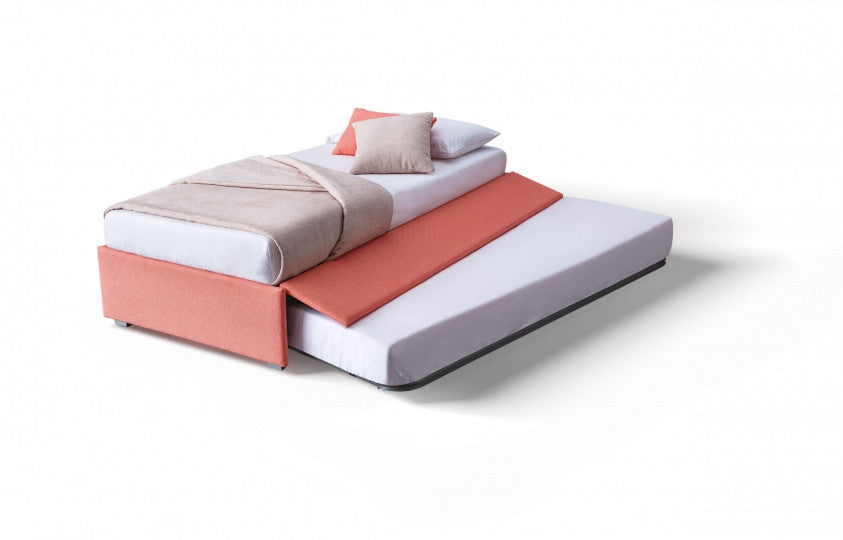 Tagesbett ausziehbar, aus Stoff Pervin Orange (2) & LCMFIT-PAT-PERVINCA-HAND