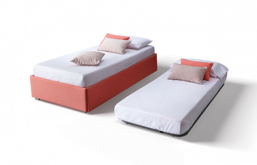 Tagesbett ausziehbar, aus Stoff Pervin Orange (3) & LCMFIT-PAT-PERVINCA-HAND