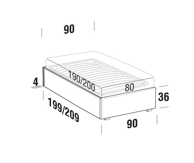 Tagesbett ausziehbar, aus Stoff Pervin Orange (7)