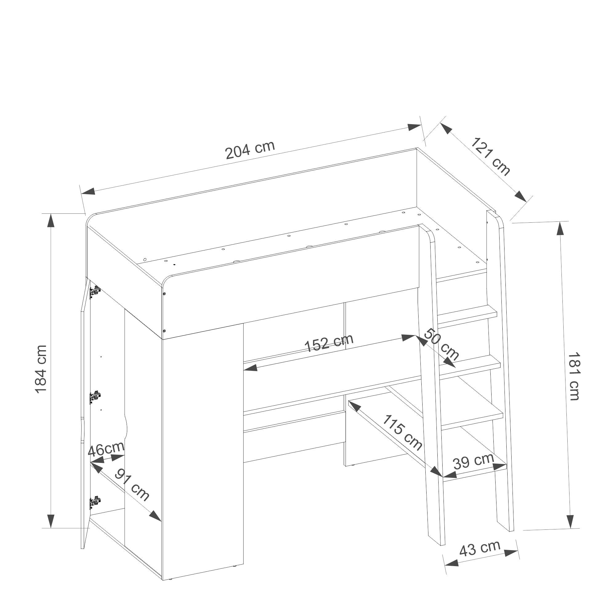 Etagenbett Tom TO 01 Weiß, 90 x 200 cm (5)