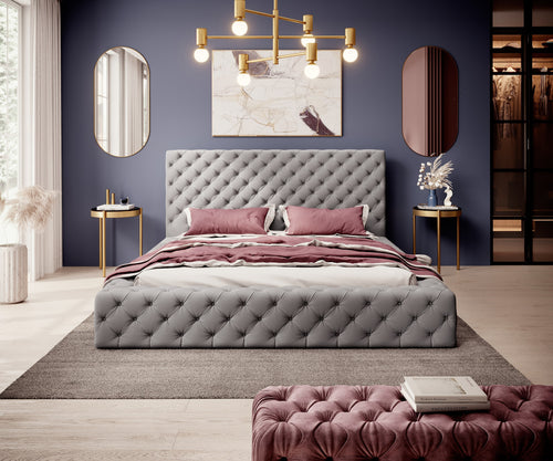 Polsterbett mit Stauraum, aus Ökoleder, Principe Eco