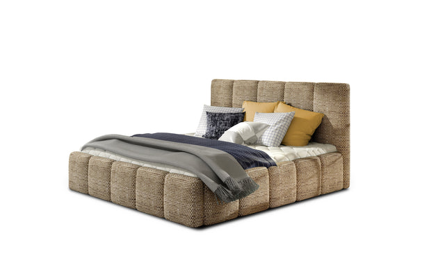 Polsterbett mit Stauraum, aus Stoff, Edvis Neutral (7)