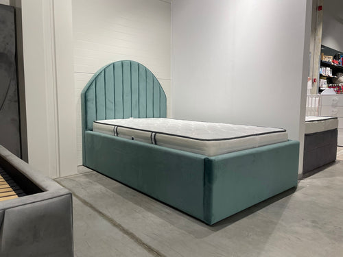 Polsterbett mit Stauraum, aus Stoff, Londi Round Grün & MZRPL-BED-LONDI-ROUNDED-KOMM-GREEN