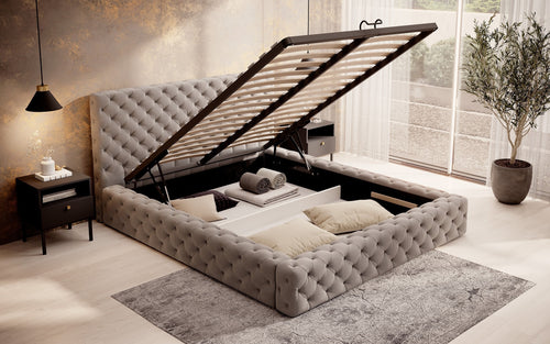 Polsterbett mit Stauraum, aus Stoff, Principe (1)