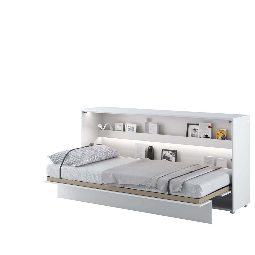 Wandklappbett Funktionsbett inkl. Lattenrost, Bed Concept Orizzontale Weiß Matte, 90 x 200 cm (2)
