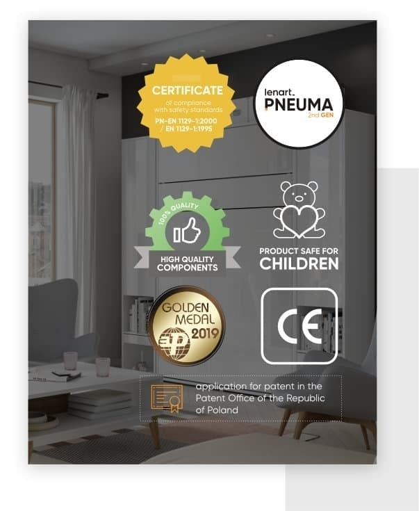 Wandklappbett Funktionsbett inkl. Lattenrost, Bed Concept Orizzontale Grau Matte, 90 x 200 cm (7)