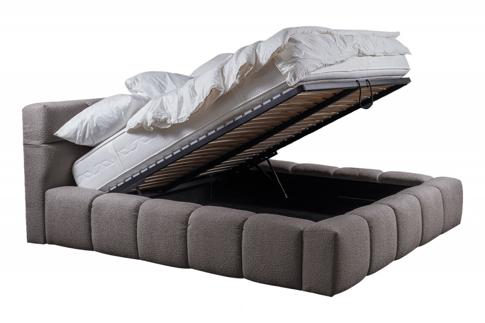 Polsterbett mit Stauraum, aus Stoff, Baloo Cappuccino (2)