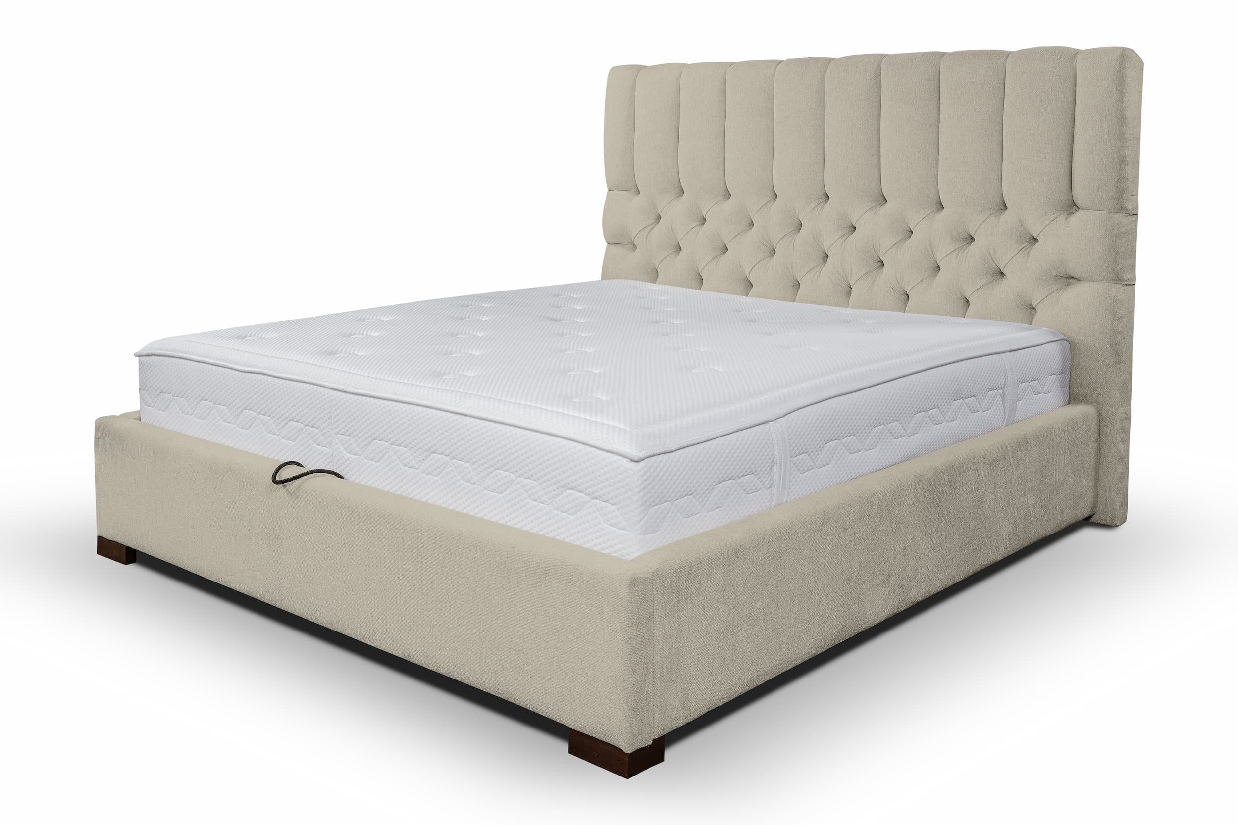 Polsterbett mit Stauraum, aus Stoff, Brennero Beige (3)