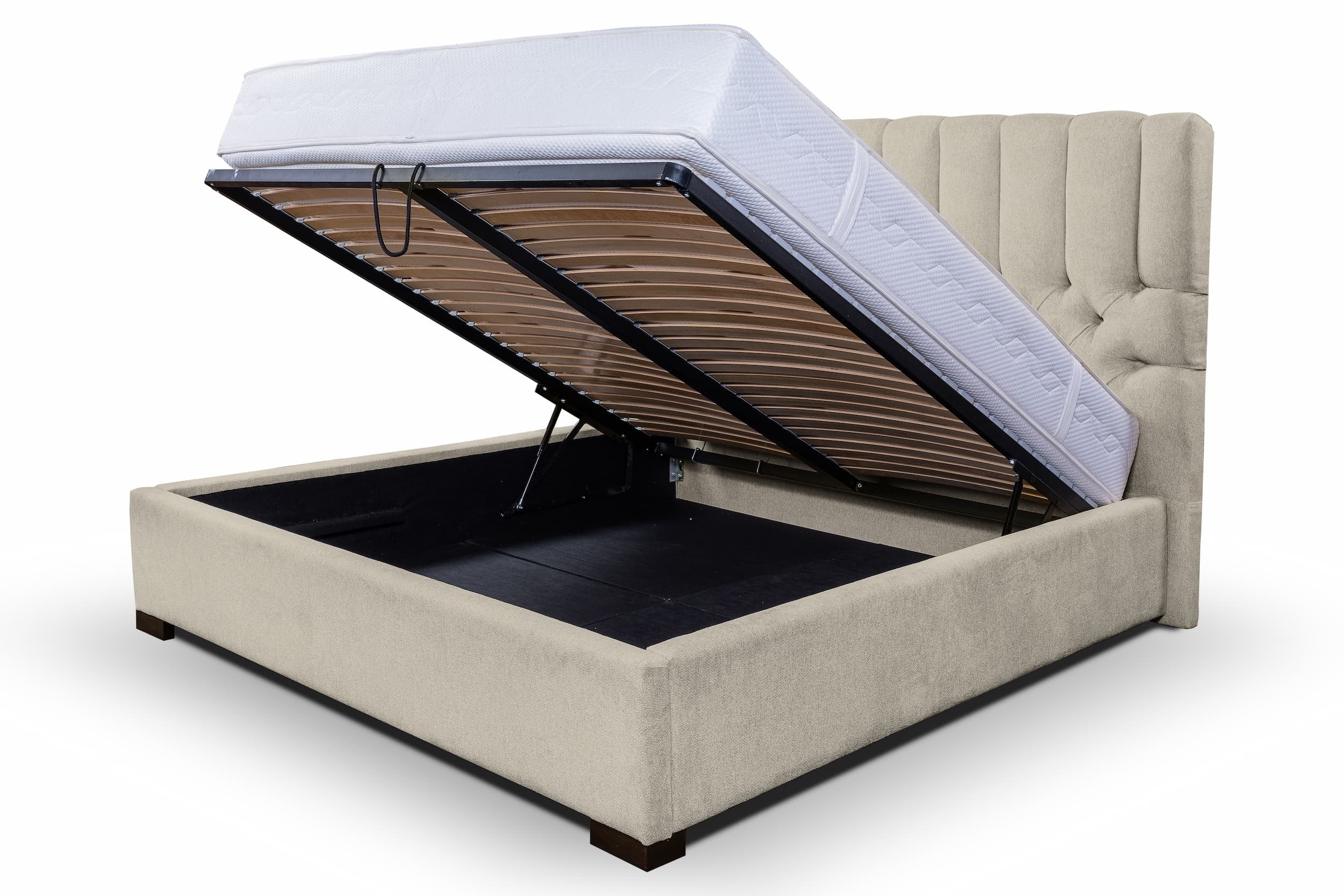 Polsterbett mit Stauraum, aus Stoff, Brennero Beige (7)