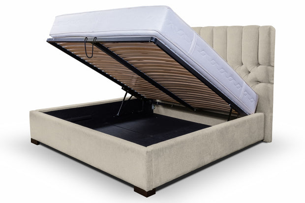 Polsterbett mit Stauraum, aus Stoff, Brennero Beige (7)