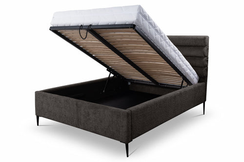 Polsterbett mit Stauraum, aus Stoff, Piombino Braun (1)