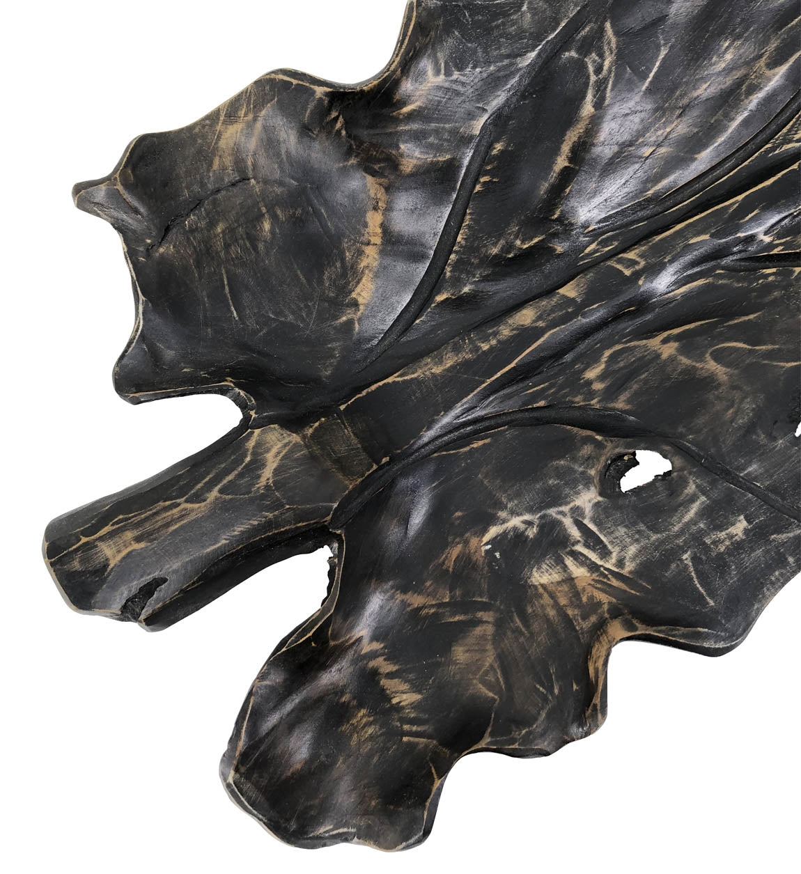 Deko-Schale Erosi Carved Leaf Schwarz (5)