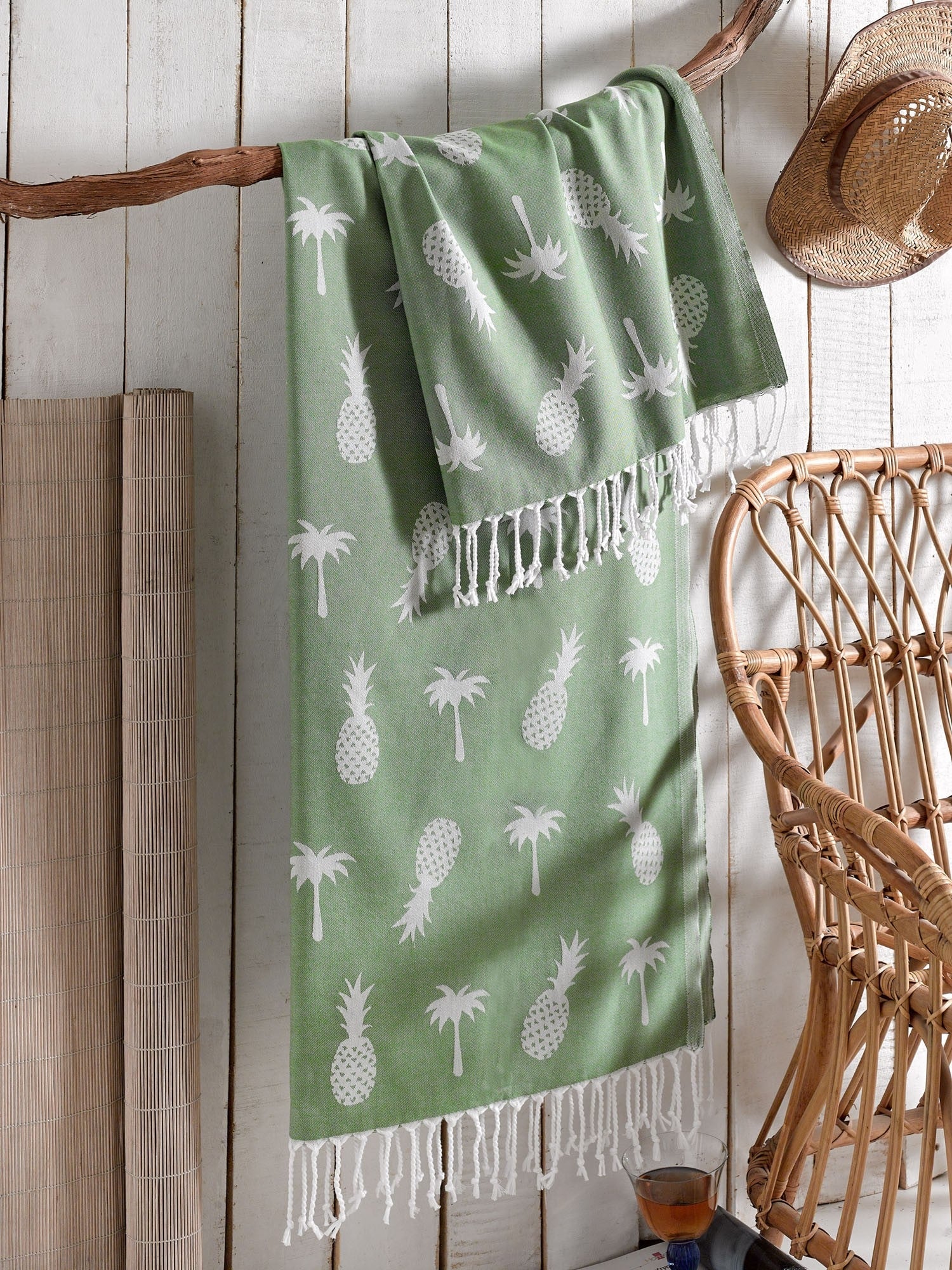 Badetuch Spa Baumwolle Ananas Grün, 100 x 180 cm
