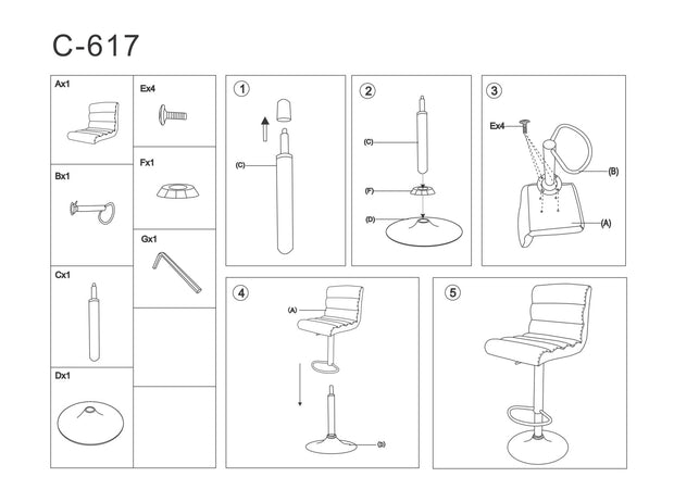 Barstuhl mit Ökoleder Cali-617 Schwarz (1)