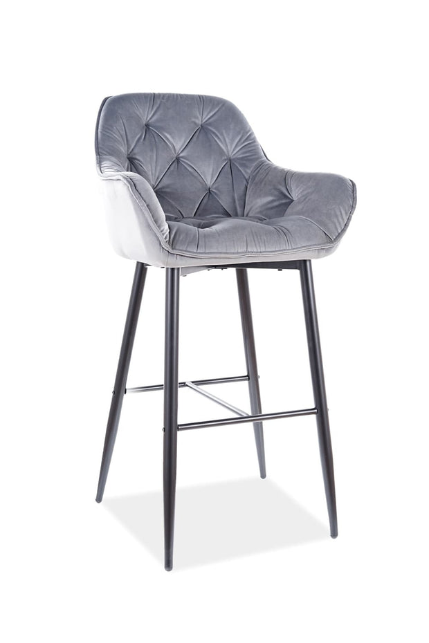 Barstuhl mit Samtstoff Clyde H-2 Grau