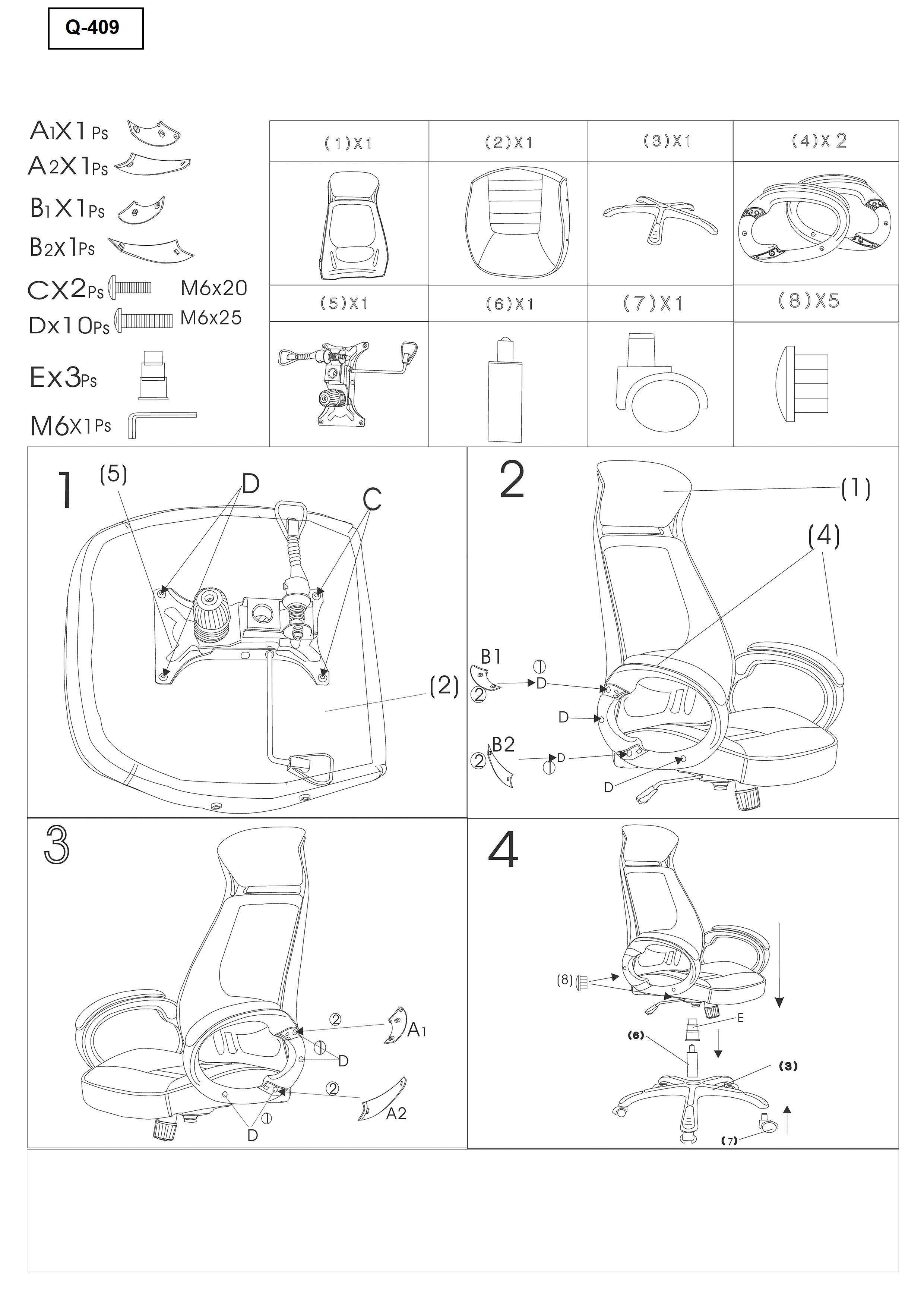 Bürostuhl mit Stoff Qwin-409 Schwarz (1)