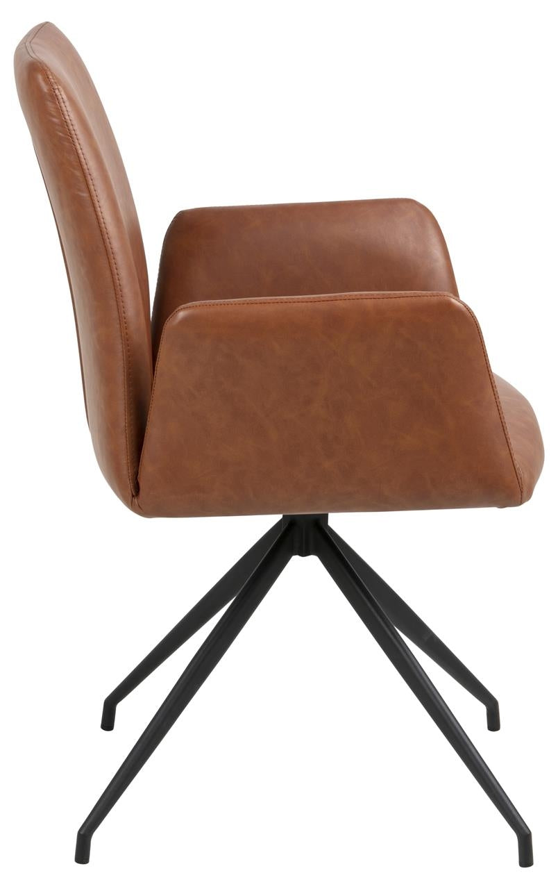 Drehbare Esszimmerstuhlaus mit Ökoleder Naya Braun (2)