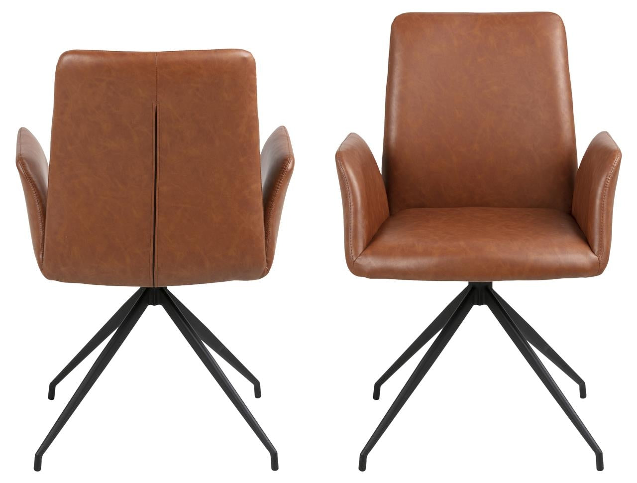 Drehbare Esszimmerstuhlaus mit Ökoleder Naya Braun (4)