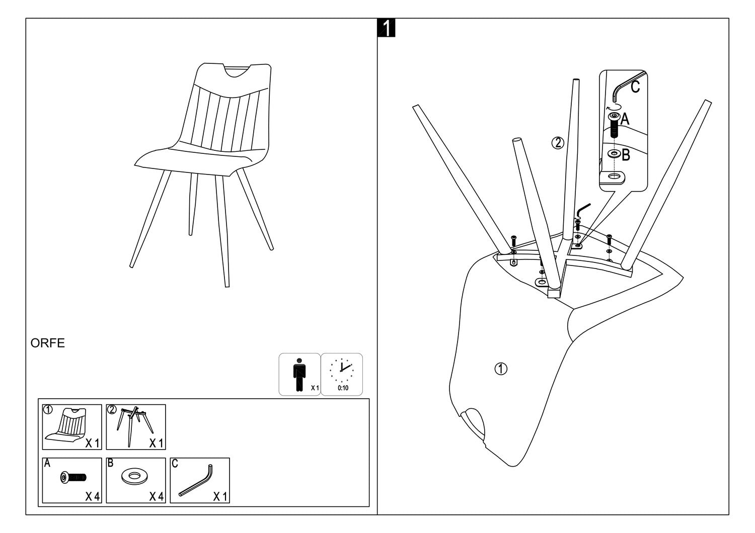 Esszimmerstuhl mit Stoff Ortega Grau (3)