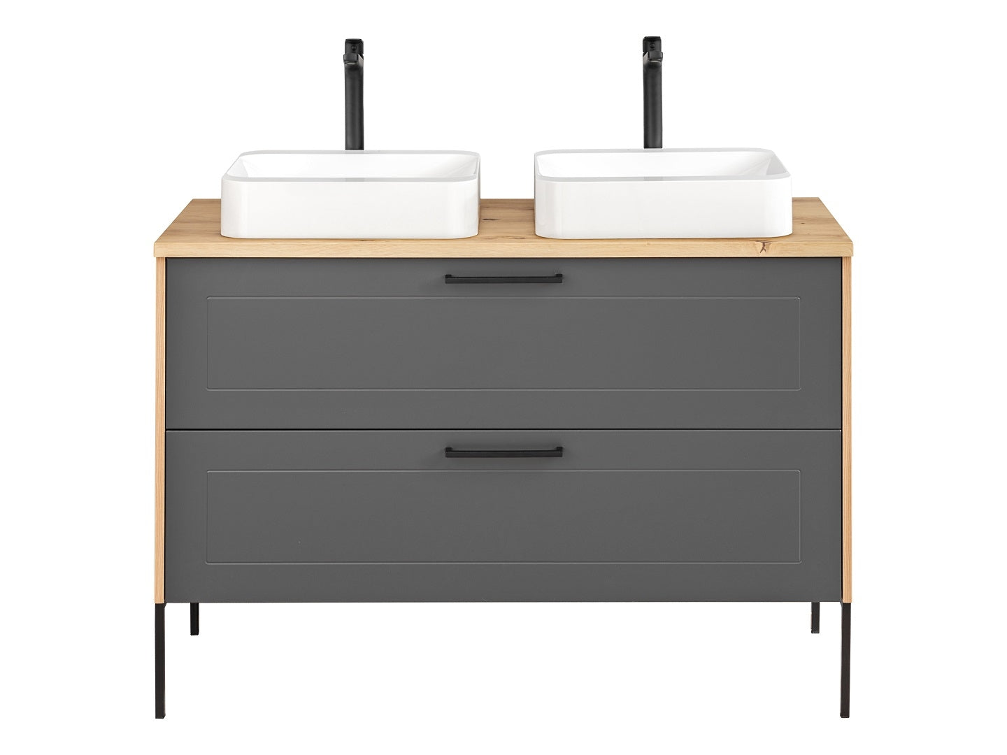 Unterschrank mit Doppelwaschbecken 120 cm, Madera Graphit (1)
