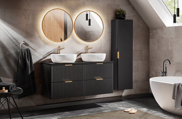 Badmöbel Set Adel Matt Schwarz, 8-teilig