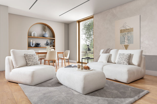 Polsterhocker mit Stoff Dionisia Weiß (1)